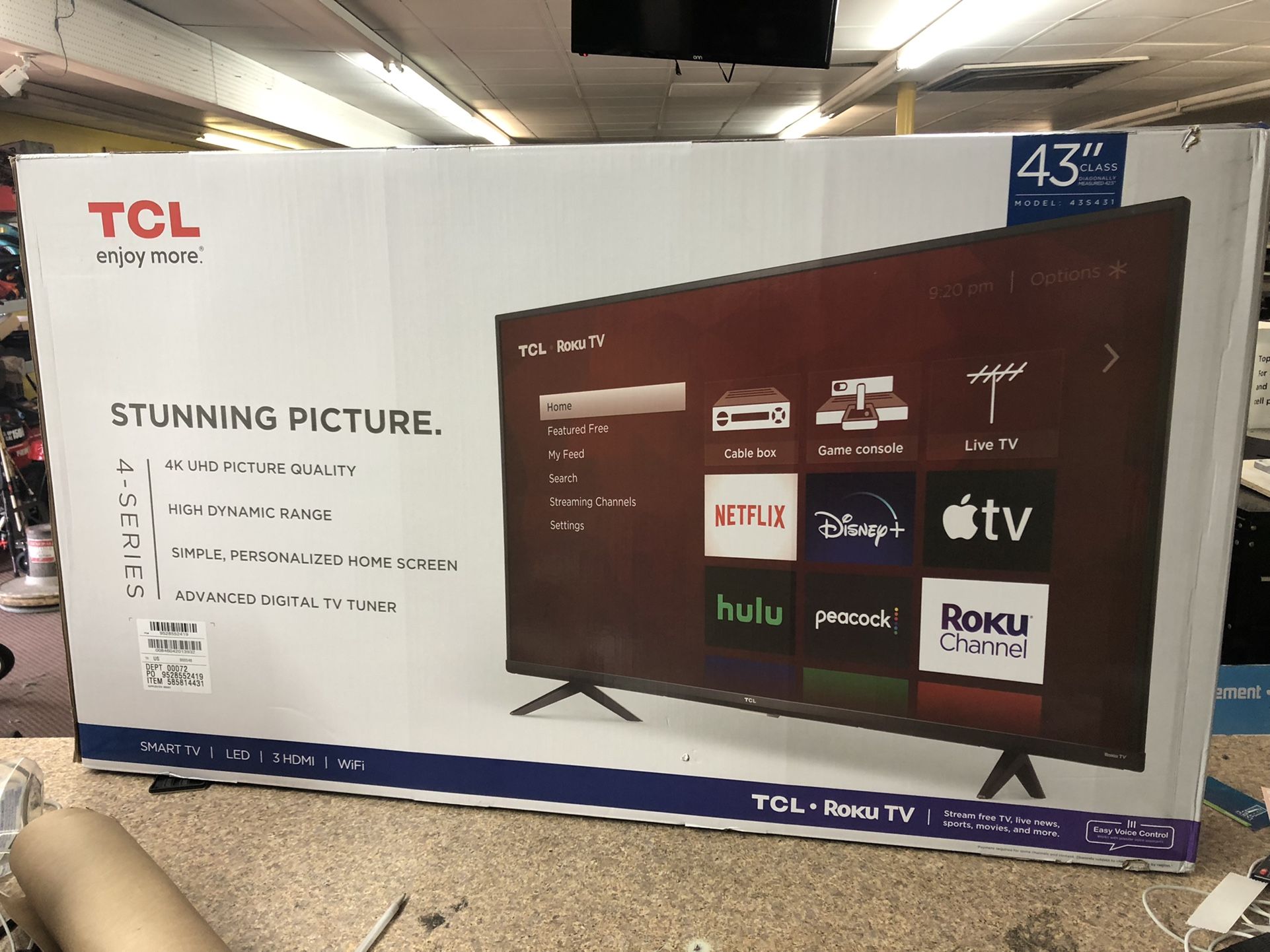 43” Smart Tv Tcl New Sealed Roku Tv