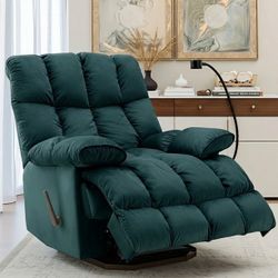 Oversized Recliner Chair 350 lb Weight Capacity, Home Oversized Velvet Manual Chair Recliner Overstuffed Arms and Back for Home Theater Living Room Gr
