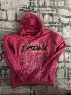 Pink Size Large Sp5der Hoodie 100 % Authentic 