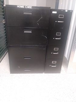 3 office metal filing cabinets. 2 small with 2 doors and one large with 3 doors. All 3 for one price. Looking to sell ASAP