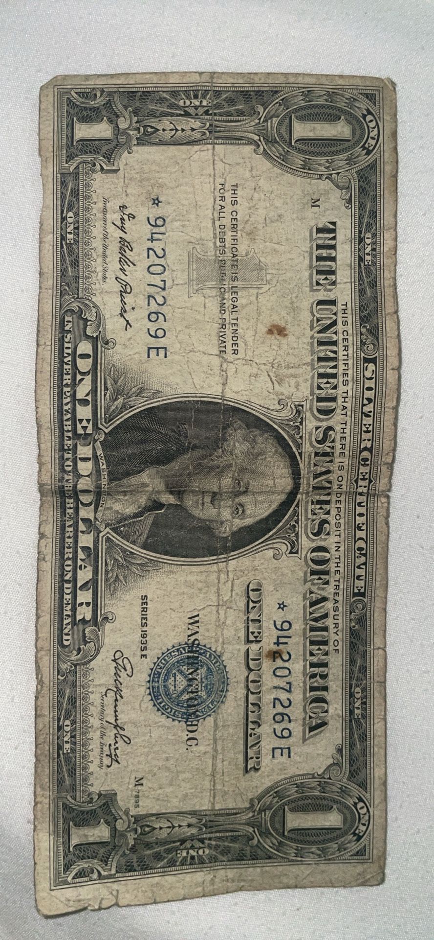 Silver Certificates, Error Dollar bill