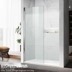 Shower Glass Panel 21" W x 78.75" H, Fixed Frameless Shower Screen with 5/16"(8mm) SGCC ClearTempered Glasss,Walk in Single Shower Wall Glass Panel fo