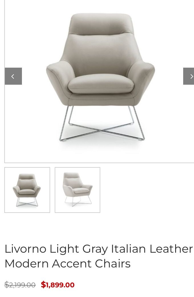 Grey Italian Leather Lounge Chair