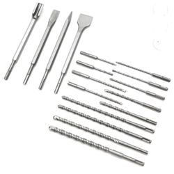 XtremepowerUS 17pcs Rotary Hammer Drill Bits Set & Chisels SDS Plus Kit Concrete Masonry w/ Case