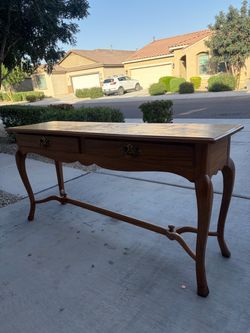 French Provincial Oak Sofa Console Table