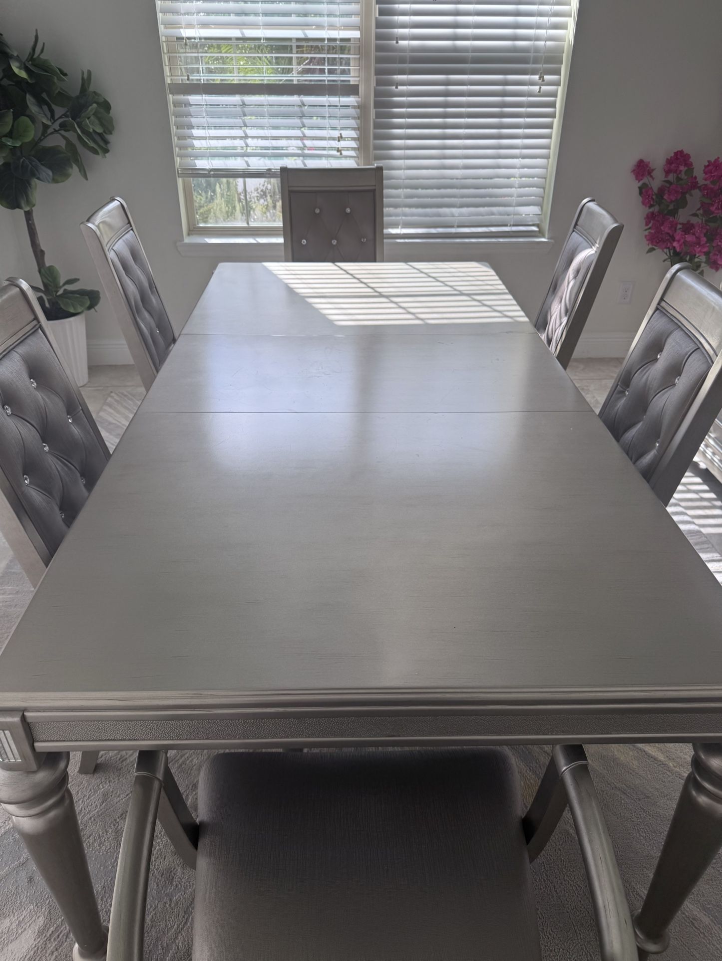 Modern Grey Dining Set Table Chairs
