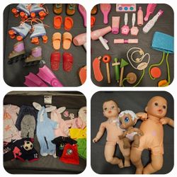 Baby Doll Lot – 3 Dolls, Clothes, Shoes & Pretend Play Accessories
