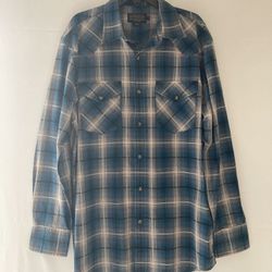 Pendleton Western Plaid Shirt Size Medium Frontier Pearl Snap Buttons Like New High Grade Western Wear