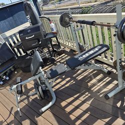 Bench Press With Saquad Rack, Leg Workout And Curl Ups