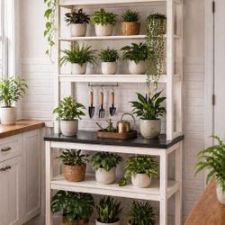 Modern Farmhouse Plant Stand / Indoor Garden Shelf – Multi-Tier Storage Rack