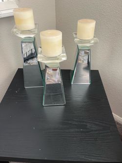 3 candle holders mirrored