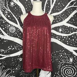 Grace Karin Sparkling Sequin Halter Top - Burgundy
