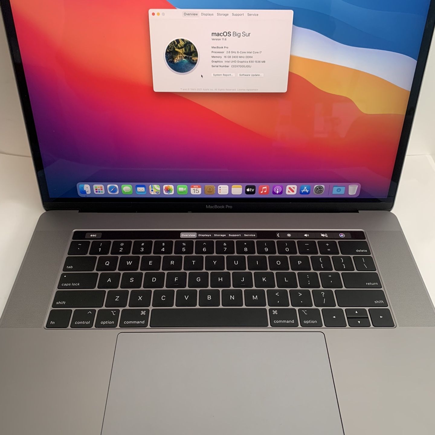 MacBook Pro 15-inch (2018), 2.6 GHz 6-Core Intel Core i7, 500 GB SSD, 16 GB RAM