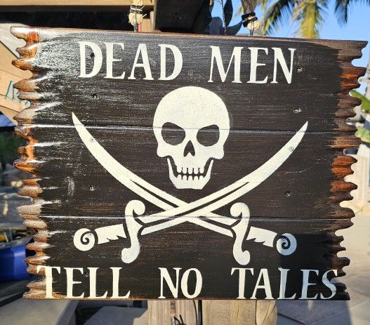 Wooden Pirate Halloween Sign