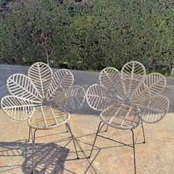 Bohemian Natural Brown Rattan & Black Metal Accent Chair