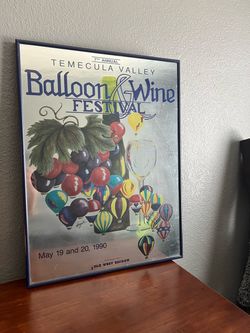 1990 Temecula Valley Balloon & Wine Festival Framed Mirror Poster