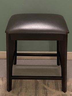New!! Ebony Black, Tall (25"H), Heavy (approx. 15 lbs.) WOOD STOOL w/Thick Cushion Seat - firm posted price.