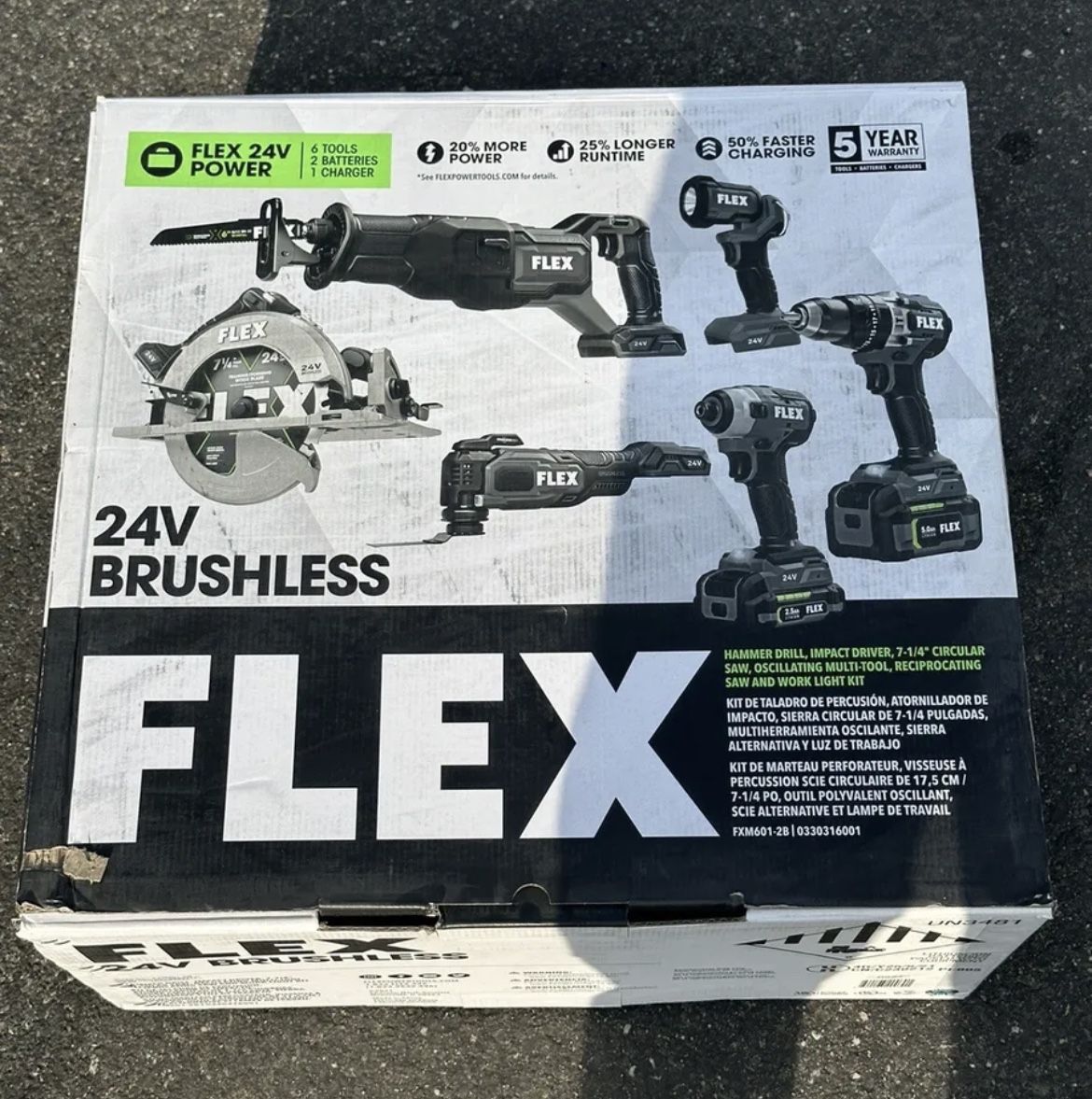 FLEX 6-Tool Brushless Power Tool Combo Kit with Soft Case (Li-ion Batteries and Charger Included)