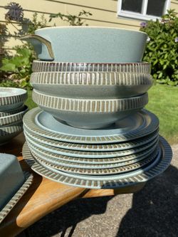 Mid Century Japanese Kasuga Stoneware 62 Piece Set for Sale in