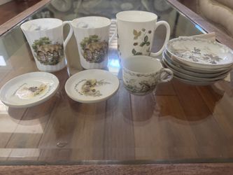 1 Wedgwood Chain And 2 The Butchart Gardens cups and 7small plates
