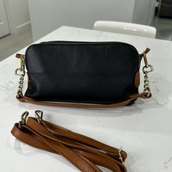 Valentina Bag Italian Leather 3 Way Double Zip Pocket Shoulder Crossbody Purse