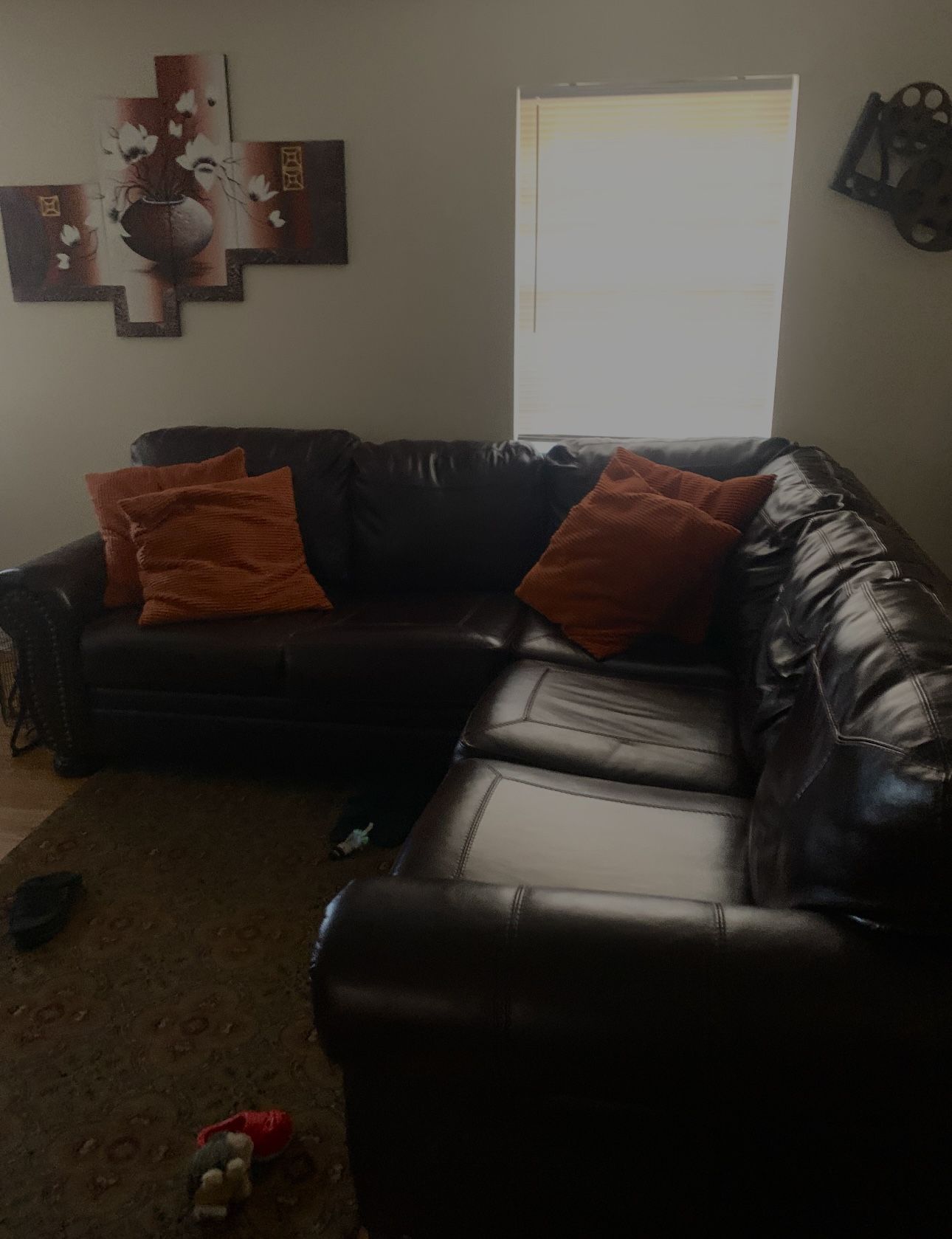Smoke Free | Pet free ~ Dark Brown Leather Sectional Sofa