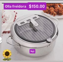 Olla Freidora 9 Qt Acero Inoxidable Prepara Pescados Pollos Tacos Flautas Botanas $150.00 Princess House Ventas Finales 