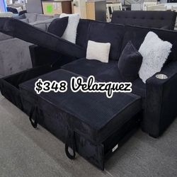 ✅️✅️ Black   Convertible Sectional W/ Cup Holder & W/ USB Port✅️✅️
