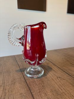 Hand-Blown Art Glass Pitcher