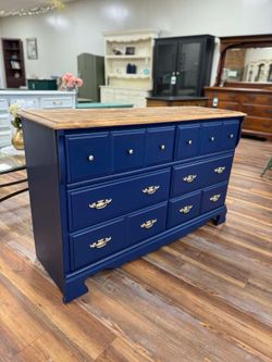 Dresser w/Wood Top, 6 Drawers, In The Navy