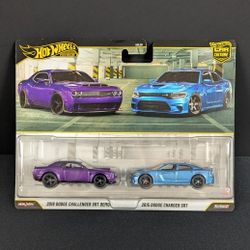 2026 Hot Wheels Premium 2 Pack Dodge Charger Challenger 