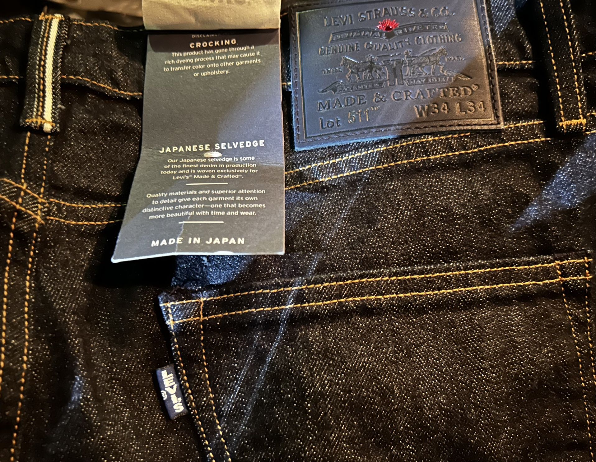 Levi’s Made in Japan Selvedge Dark Wash - Men’s Sz 34x34 (NWT)