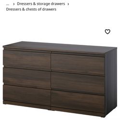 IKEA 6-Drawer Dresser – Dark Brown