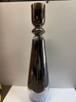 Tall Silver Chrome Decorative Vase