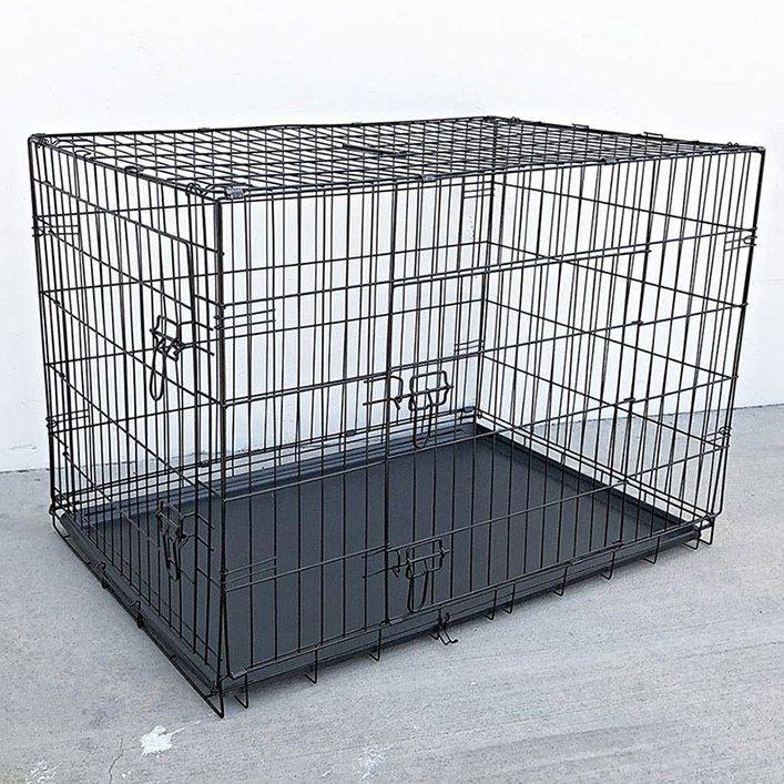 (Brand New) $55 Folding 42” Dog Cage 2-Door Pet Crate Kennel w/ Tray 42”x27”x30” 