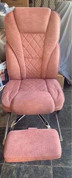 Pink Fabric Recliner Chair with Ottoman