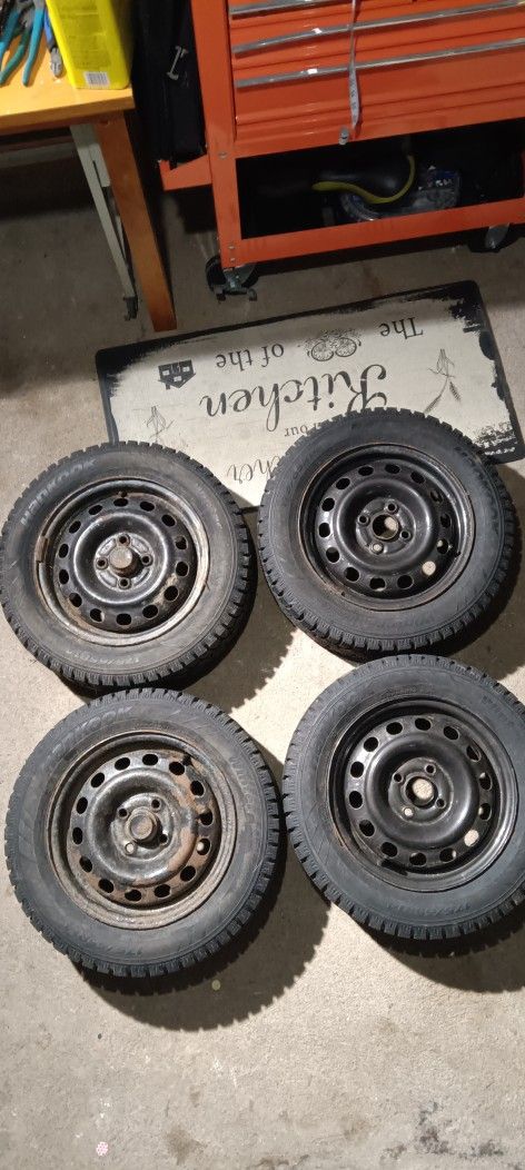 Hankook Winter Tires on 4x100mm lugs steel wheels
