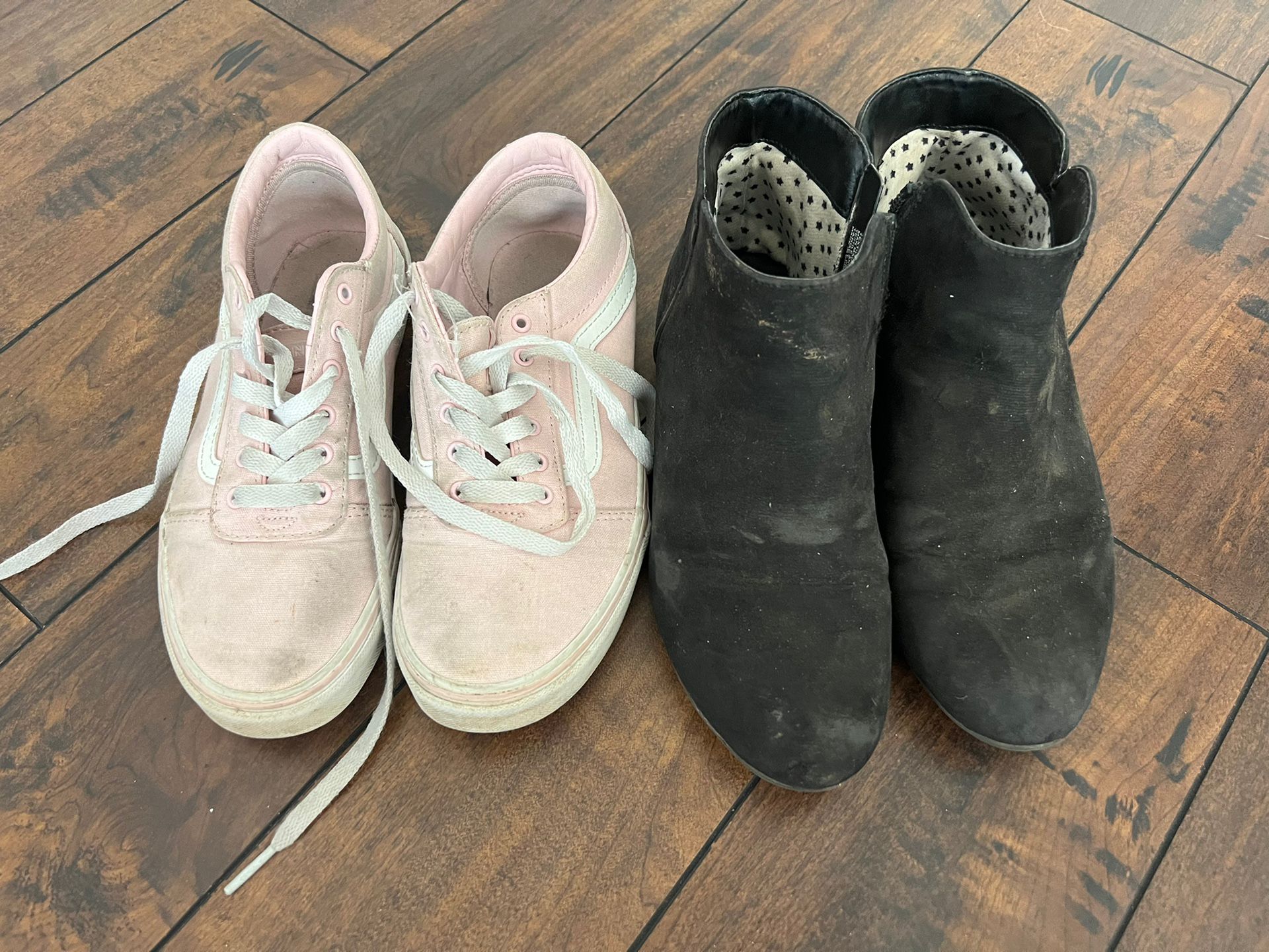 big girls size 4 youth shoes lot pink and white vans black boots bundle