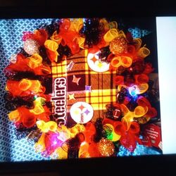 Pittsburgh Steelers Wreath One Of A Kind Custom Made Handcrafted $75