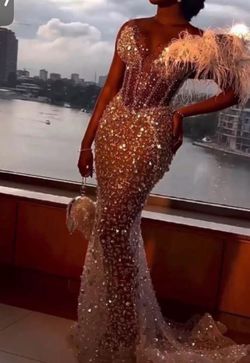 PROM DRESS!!!! SILVER LONG FANCY