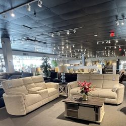 Ivory Power reclining sofa and loveseat