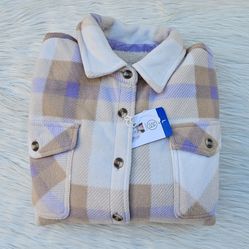 SAGE Women's Plaid Plush Fleece Shirt Jacket Size Large