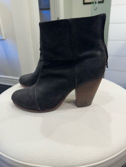Black Suede Ankle Rag and Bone Boots with Stacked Heel