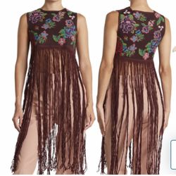 Valentino Floral Knitted Wool Blend Fringe sleeveless top new with tags Retail $4,290