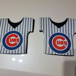 Pair of two Jersey Shaped Chicago Cubs Koozies by Budweiser 