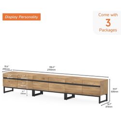 WAMPAT Modern TV Stand Entertainment Center TV Console with Storage Cabinets