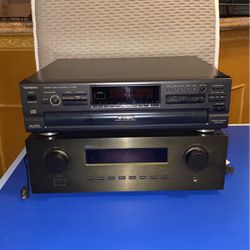 Technics 5 Disc Changer And KLH Stereo Receiver Amplifier