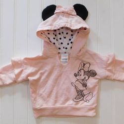 Disney Baby Girls 0-3M Pink Minnie Mouse Ears Bow Hoodie Sweatshirt