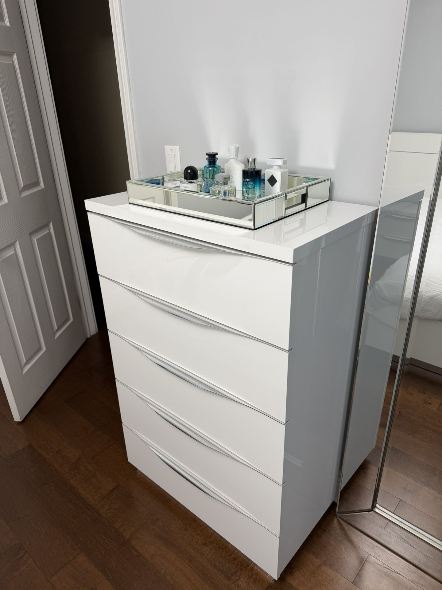 White Dresser & Perfume Tray