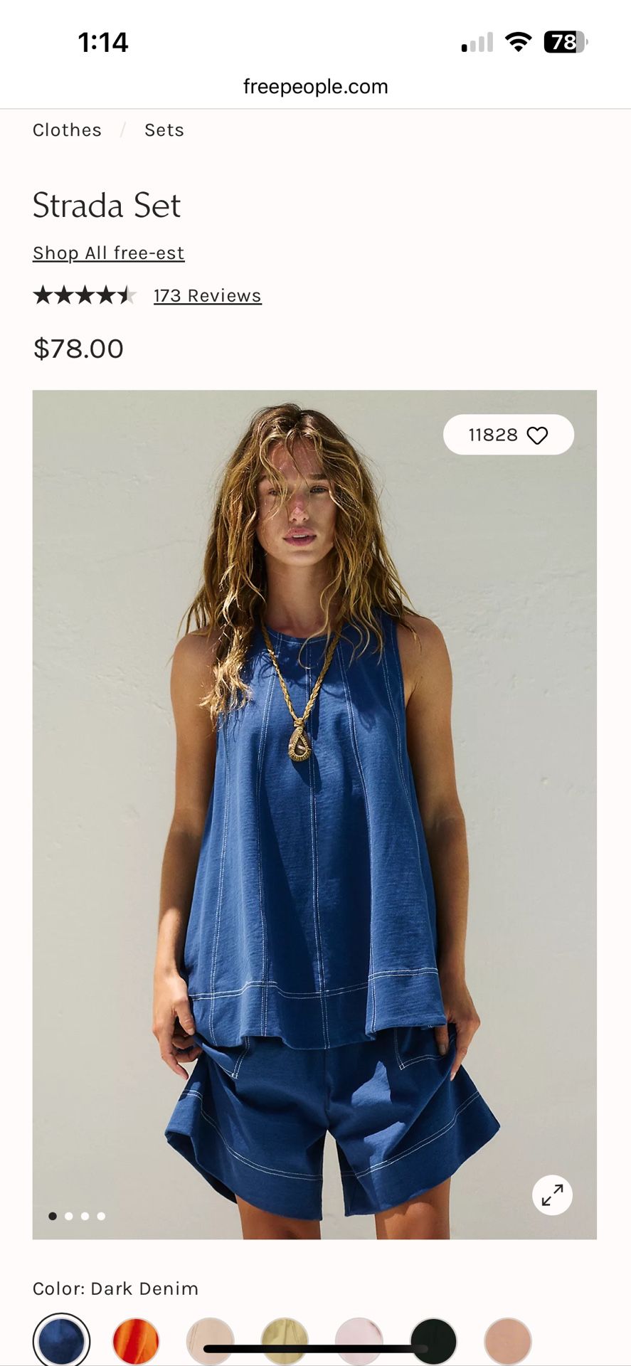 Free People Strada Set (US XS) in Dark Denim
